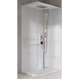 Novellini Glax 2 2.0 A kabina z hydromasażem 100x80 cm prawa parowa z brodzikiem total biała G22A108DT5-1UU