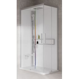 Novellini Glax 2 2.0 A kabina z hydromasażem 100x80 cm lewa parowa z brodzikiem srebrna G22A108SM5-1BB