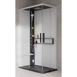 Novellini Glax 2 2.0 A kabina z hydromasażem 100x80 cm lewa parowa z brodzikiem czarna G22A108SM5-1HU