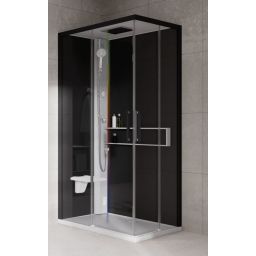 Novellini Glax 2 2.0 A kabina z hydromasażem 100x80 cm lewa parowa z brodzikiem biała G22A108SM5-1UH