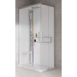 Novellini Glax 2 2.0 A kabina z hydromasażem 100x80 cm lewa parowa z brodzikiem srebrna G22A108ST5-1BB