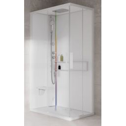 Novellini Glax 2 2.0 A kabina z hydromasażem 100x80 cm lewa parowa z brodzikiem total biała G22A108ST5-1UU