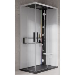 Novellini Glax 2 2.0 A kabina z hydromasażem 100x100 cm parowa z brodzikiem czarna G22A109M5-1HU