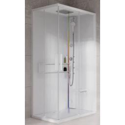 Novellini Glax 2 2.0 A kabina z hydromasażem 100x100 cm parowa z brodzikiem total biała G22A109M5-1UU