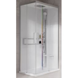 Novellini Glax 2 2.0 A kabina z hydromasażem 100x100 cm parowa z brodzikiem srebrna G22A109T5-1BB