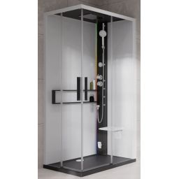 Novellini Glax 2 2.0 A kabina z hydromasażem 100x100 cm parowa z brodzikiem czarna G22A109T5-1HU