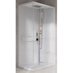 Novellini Glax 2 2.0 A kabina z hydromasażem 100x100 cm parowa z brodzikiem total biała G22A109T5-1UU