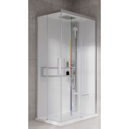 Novellini Glax 2 2.0 A kabina z hydromasażem 100x70 cm prawa parowa z brodzikiem srebrna G22A197DM5-1BB