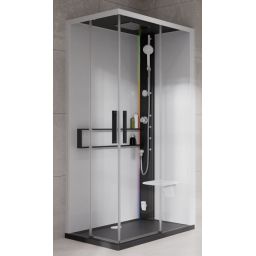 Novellini Glax 2 2.0 A kabina z hydromasażem 100x70 cm prawa parowa z brodzikiem czarna G22A197DM5-1HU