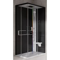 Novellini Glax 2 2.0 A kabina z hydromasażem 100x70 cm prawa parowa z brodzikiem biała G22A197DM5-1UH