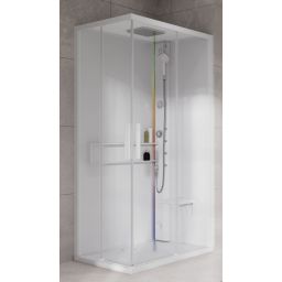 Novellini Glax 2 2.0 A kabina z hydromasażem 100x70 cm prawa parowa z brodzikiem total biała G22A197DM5-1UU