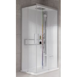 Novellini Glax 2 2.0 A kabina z hydromasażem 100x70 cm prawa parowa z brodzikiem srebrna G22A197DT5-1BB