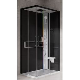 Novellini Glax 2 2.0 A kabina z hydromasażem 100x70 cm prawa parowa z brodzikiem biała G22A197DT5-1UH