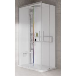 Novellini Glax 2 2.0 A kabina z hydromasażem 100x70 cm lewa parowa z brodzikiem srebrna G22A197SM5-1BB