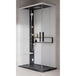 Novellini Glax 2 2.0 A kabina z hydromasażem 100x70 cm lewa parowa z brodzikiem czarna G22A197SM5-1HU