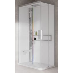 Novellini Glax 2 2.0 A kabina z hydromasażem 100x70 cm lewa parowa z brodzikiem srebrna G22A197ST5-1BB