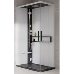 Novellini Glax 2 2.0 A kabina z hydromasażem 100x70 cm lewa parowa z brodzikiem czarna G22A197ST5-1HU