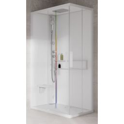 Novellini Glax 2 2.0 A kabina z hydromasażem 100x70 cm lewa parowa z brodzikiem total biała G22A197ST5-1UU