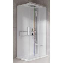 Novellini Glax 2 2.0 A kabina z hydromasażem 100x80 cm prawa parowa z brodzikiem srebrna G22A198DM5-1BB