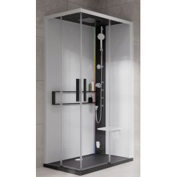 Novellini Glax 2 2.0 A kabina z hydromasażem 100x80 cm prawa parowa z brodzikiem czarna G22A198DM5-1HU