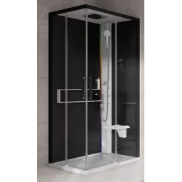 Novellini Glax 2 2.0 A kabina z hydromasażem 100x80 cm prawa parowa z brodzikiem biała G22A198DM5-1UH