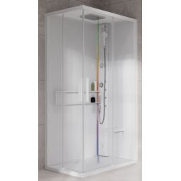 Novellini Glax 2 2.0 A kabina z hydromasażem 100x80 cm prawa parowa z brodzikiem total biała G22A198DM5-1UU