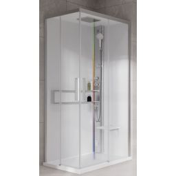 Novellini Glax 2 2.0 A kabina z hydromasażem 100x80 cm prawa parowa z brodzikiem srebrna G22A198DT5-1BB