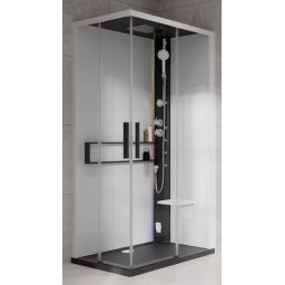 Novellini Glax 2 2.0 A kabina z hydromasażem 100x80 cm prawa parowa z brodzikiem czarna G22A198DT5-1HU