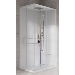 Novellini Glax 2 2.0 A kabina z hydromasażem 100x80 cm prawa parowa z brodzikiem total biała G22A198DT5-1UU