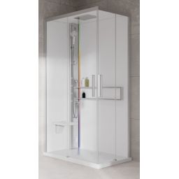 Novellini Glax 2 2.0 A kabina z hydromasażem 100x80 cm lewa parowa z brodzikiem srebrna G22A198SM5-1BB