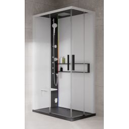 Novellini Glax 2 2.0 A kabina z hydromasażem 100x80 cm lewa parowa z brodzikiem czarna G22A198SM5-1HU