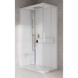 Novellini Glax 2 2.0 A kabina z hydromasażem 100x80 cm lewa parowa z brodzikiem total biała G22A198SM5-1UU