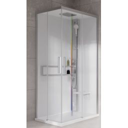 Novellini Glax 2 2.0 A kabina z hydromasażem 80x80 cm parowa z brodzikiem srebrna G22A80M5-1BB