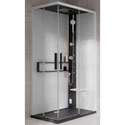 Novellini Glax 2 2.0 A kabina z hydromasażem 80x80 cm parowa z brodzikiem czarna G22A80M5-1HU