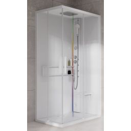 Novellini Glax 2 2.0 A kabina z hydromasażem 80x80 cm parowa z brodzikiem total white G22A80T5-1UU