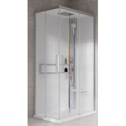 Novellini Glax 2 2.0 A kabina z hydromasażem 80x80 cm parowa z brodzikiem srebrna G22A89M5-1BB