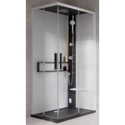 Novellini Glax 2 2.0 A kabina z hydromasażem 80x80 cm parowa z brodzikiem czarna G22A89M5-1HU