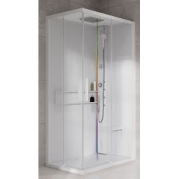 Novellini Glax 2 2.0 A kabina z hydromasażem 80x80 cm parowa z brodzikiem total biała G22A89M5-1UU