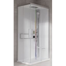 Novellini Glax 2 2.0 A kabina z hydromasażem 80x80 cm parowa z brodzikiem srebrna G22A89T5-1BB