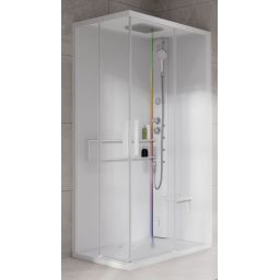 Novellini Glax 2 2.0 A kabina z hydromasażem 80x80 cm parowa z brodzikiem total biała G22A89T5-1UU