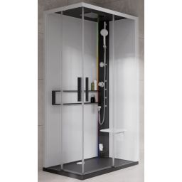 Novellini Glax 2 2.0 A kabina z hydromasażem 90x70 cm prawa parowa z brodzikiem czarna G22A9070DM5-1HU