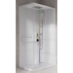 Novellini Glax 2 2.0 A kabina z hydromasażem 90x70 cm prawa parowa z brodzikiem total biała G22A9070DM5-1UU