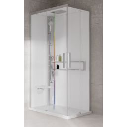 Novellini Glax 2 2.0 A kabina z hydromasażem 90x70 cm lewa parowa z brodzikiem srebrna G22A9070SM5-1BB