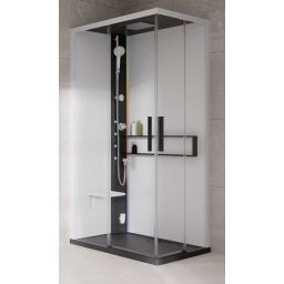 Novellini Glax 2 2.0 A kabina z hydromasażem 90x70 cm lewa parowa z brodzikiem czarna G22A9070SM5-1HU