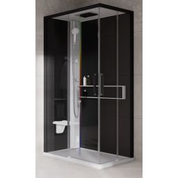 Novellini Glax 2 2.0 A kabina z hydromasażem 90x70 cm lewa parowa z brodzikiem biała G22A9070SM5-1UH