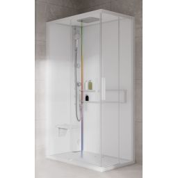 Novellini Glax 2 2.0 A kabina z hydromasażem 90x70 cm lewa parowa z brodzikiem total biała G22A9070SM5-1UU