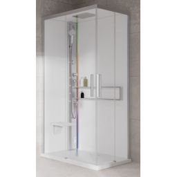 Novellini Glax 2 2.0 A kabina z hydromasażem 90x70 cm lewa parowa z brodzikiem srebrna G22A9070ST5-1BB