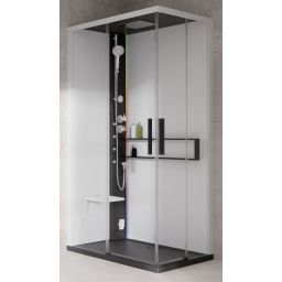 Novellini Glax 2 2.0 A kabina z hydromasażem 90x70 cm lewa parowa z brodzikiem czarna G22A9070ST5-1HU