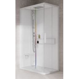 Novellini Glax 2 2.0 A kabina z hydromasażem 90x70 cm lewa parowa z brodzikiem total biała G22A9070ST5-1UU