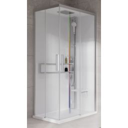 Novellini Glax 2 2.0 A kabina z hydromasażem 90x70 cm prawa parowa z brodzikiem srebrna G22A9079DM5-1BB